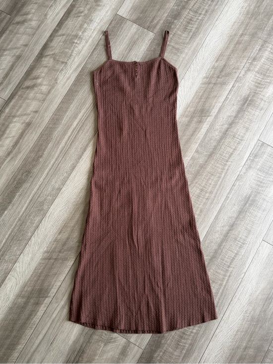 juem Dresses & Skirts - juem Australia Sz 8 Women’s Brown Ribbed Midi Dress 100% Organic Cotton Boho